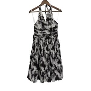 Antonio Melani silk Y2K pleated dress halter tropical resortwear vacation 8